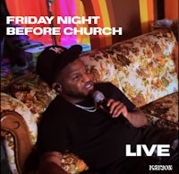 a man on a couch with the words friday night before church